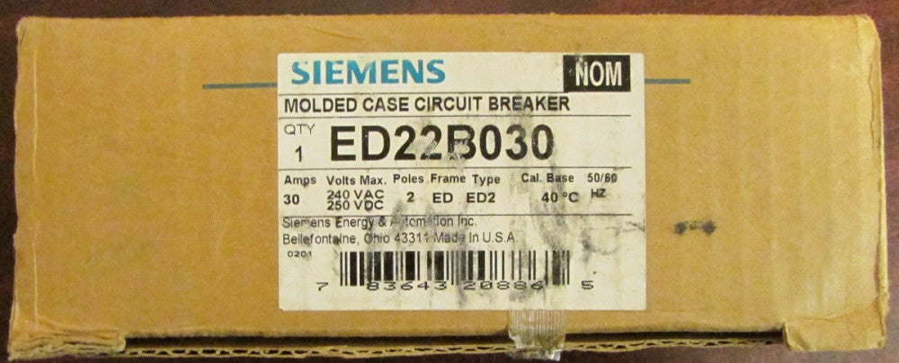 SIEMENS ITE Type ED2 ED Frame Breaker 2 Pole 30 Amp ED22B030