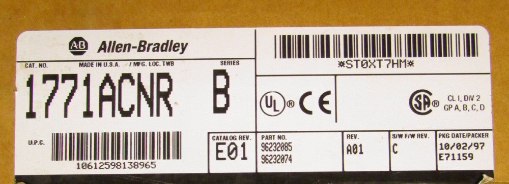 ALLEN BRADLEY Series B Rev E01 CNET Remote I/O Adapter Module 1771 ACNR
