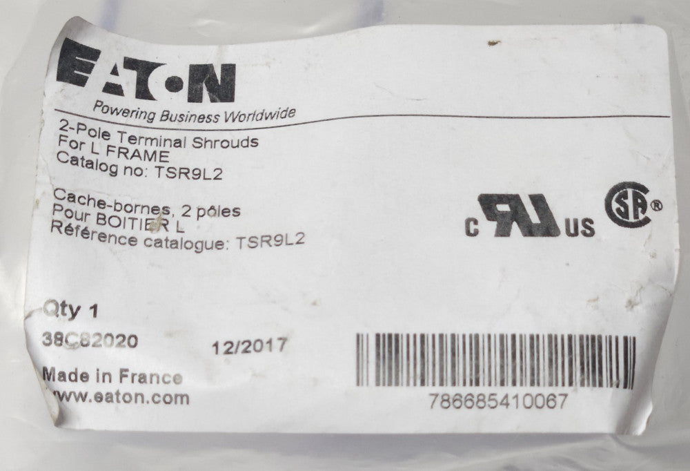 EATON CUTLER HAMMER TSR9L2 L Frame Breaker TSR9L 2 Pole Clear Terminal Shroud