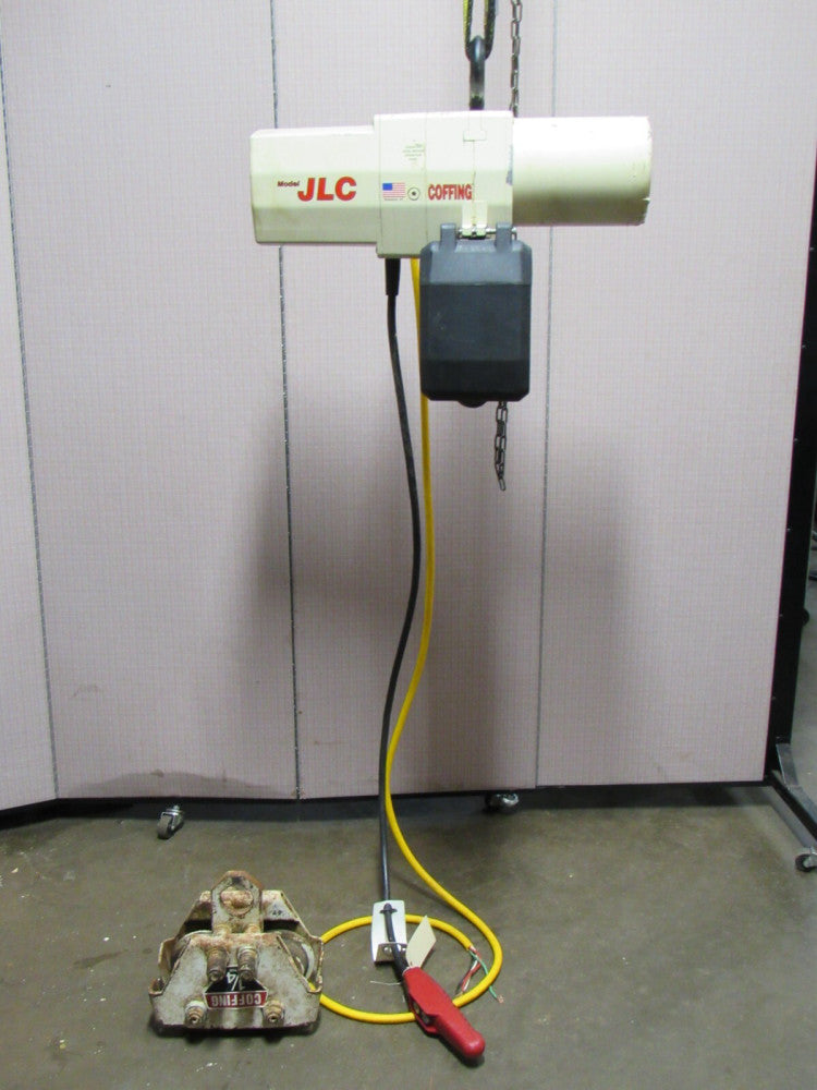 COFFING ELECTRIC JLC0516 CHAIN HOIST 1/4 T TON 460V 3PH 20' FT DROP W/ TROLLEY