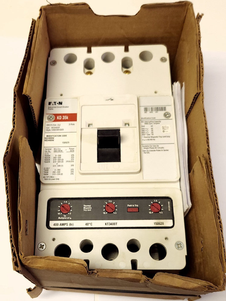 EATON CUTLER HAMMER KD3400W 3 Pole 400 AMP KD3400 Type KD Circuit Breaker