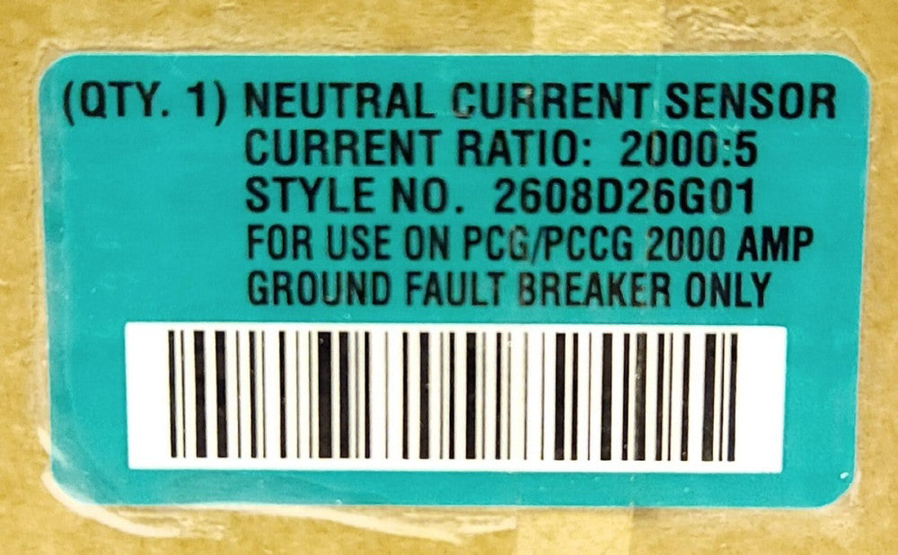 CUTLER HAMMER WESTINGHOUSE 2000 AMP PCG PCCG Ground Fault Breaker CT 2608D26G01