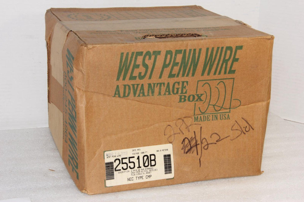 WEST PENN WIRE 25510B 2-Pair 22AWG PVC Insulated 1000-FT A/V Control Cable
