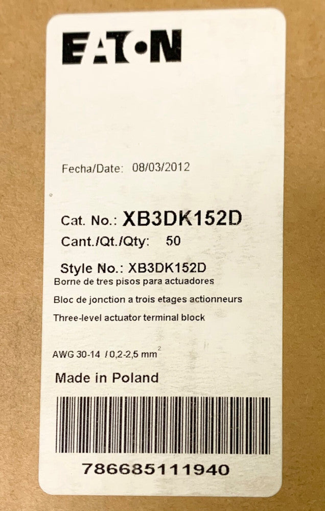 EATON XB3DK152D Three Level Actuator Terminal Block AWG 30-14 0.2-2.5 MM 