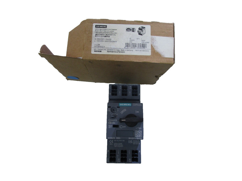 Siemens 3RV2011-1BA20 Manual Motor Starter 1,4-2A Amp