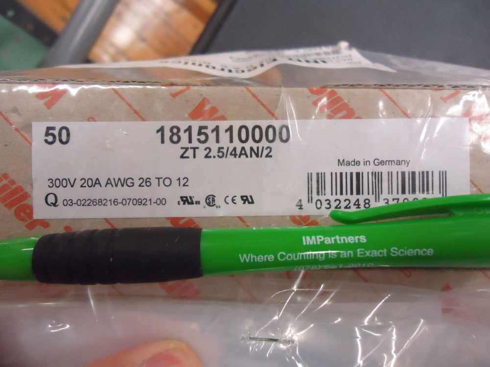 Weidmuller 1815110000 Modular feed-through terminal ZT 2.5/4AN/2. New! 50 Pieces