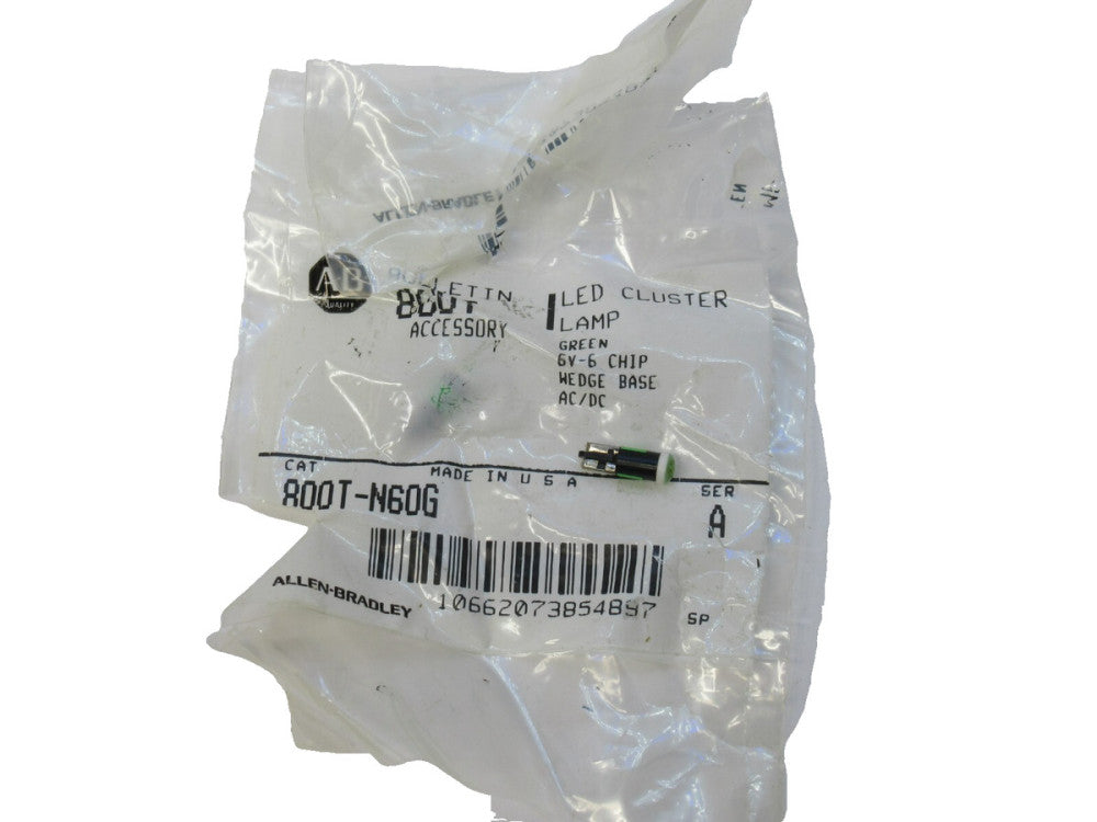 (NEW - Lot of 2) ALLEN BRADLEY 800T-N60G , 800TN60G LED Lamp , Green