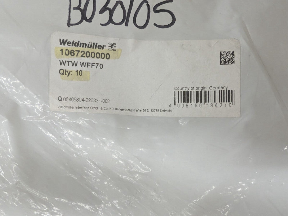 New, Weidmuller, 1067200000, CONN TERM BLK PARTITION RAIL - Lot of 3pcs