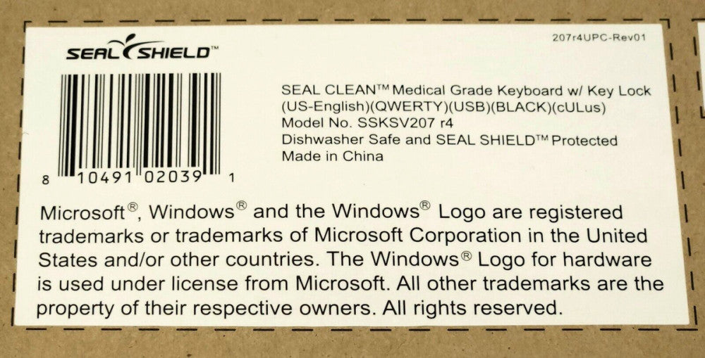 SEAL SHIELD SEAL CLEAN MODEL SSKSV207 r4 Medical Grade Keyboard with Key Lock