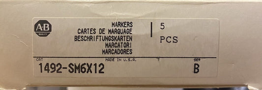 ALLEN BRADLEY (Box of 5) Snap in Marker Cards 1492 SM6X12C