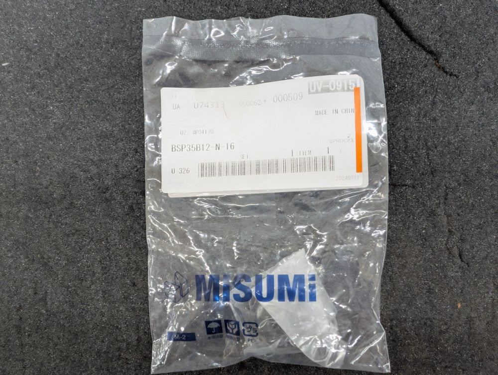 New, Misumi, BSP35B12-N-16, ROLLER CHAIN SPROCKETS - B TYPE, 35B SERIES 