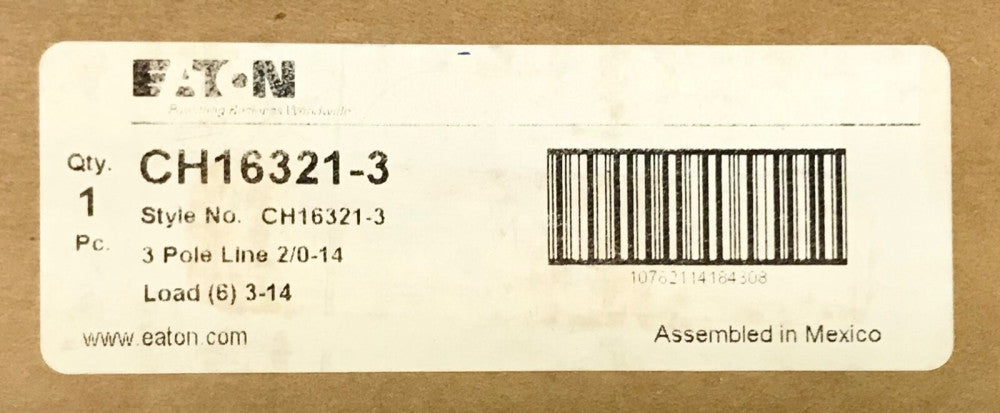 EATON BUSSMANN CH16321-3 Power Distribution Block CH16321 3 Load Side (6) 3-14