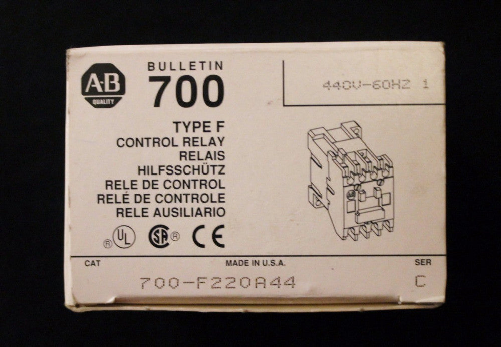 ALLEN BRADLEY 700 F220A44 Type 700 F 440V 4 Pole Control Relay