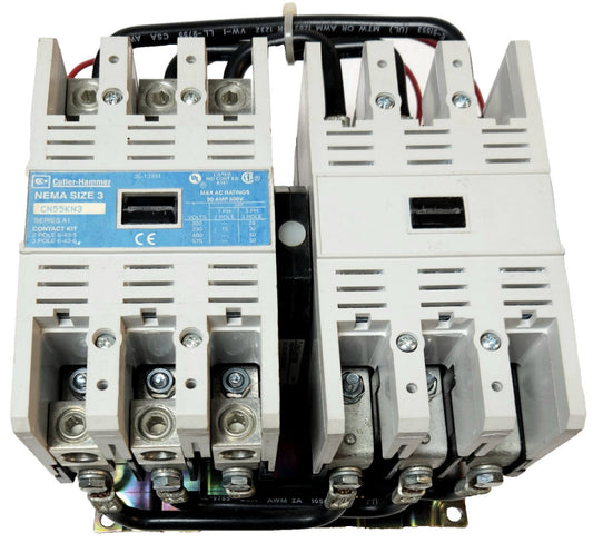 EATON CUTLER HAMMER CN55KN3A 120 VAC 90 AMP Size 3 Reversing Contactor CN55KN3
