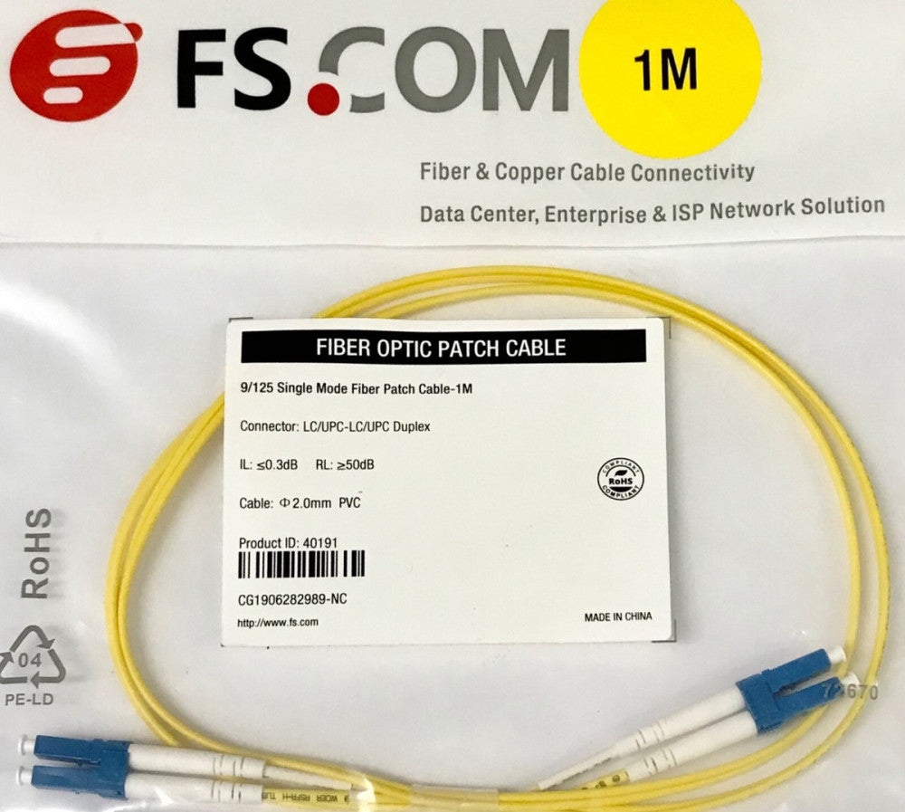FS COM FS.COM CG1906282989 NC 1m Fiber Optic Patch Cable 9/125 40191