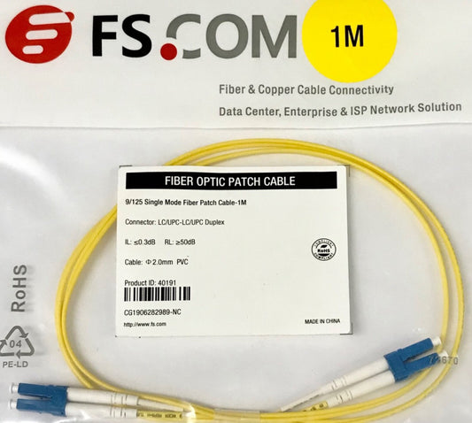 FS COM FS.COM CG1906282989 NC 1m Fiber Optic Patch Cable 9/125 40191
