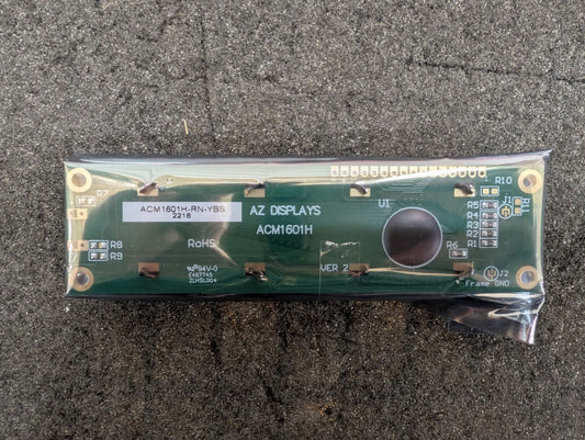 New, AZ Displays, ACM1601H-RN-YBS, LCD CHARACTER DISPLAY MODULE - Lot of 2pcs