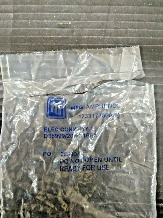 New, Amphenol, D38999/20WG16PN, Conn, SZ 21, 16POS, Flange, Crimp