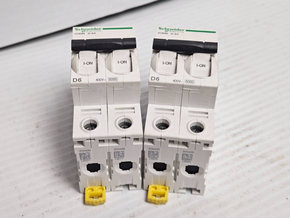 LOT OF 2 SCHNEIDER ELECTRIC CIRCUIT BREAKER IC60N D6A 6 A AMP 2P 2 POLE 400V