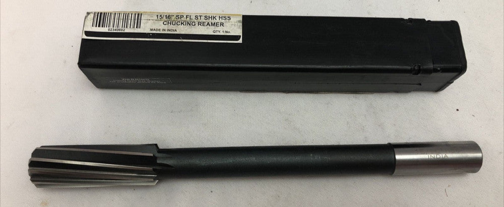 Chucking Reamer: 15/16″ Dia, 10″ OAL, 2-5/8″ Flute Length, High Speed Steel