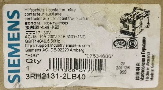SIEMENS 3RH2131 2LB40 SIRIUS 17-30 VDC Contactor