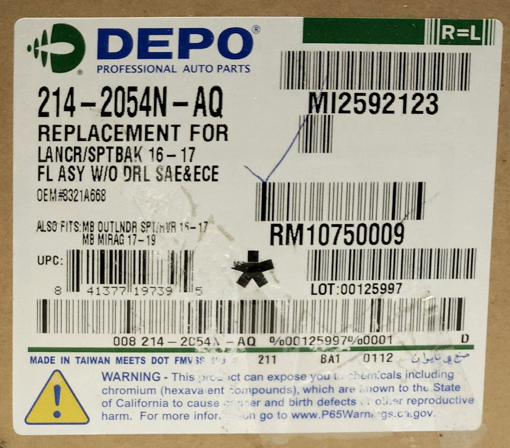 DEPO 214 2054N AQ FOG Light Assembly MITSUBISHI MIRAGE  LANCER OUTLANDER OEM