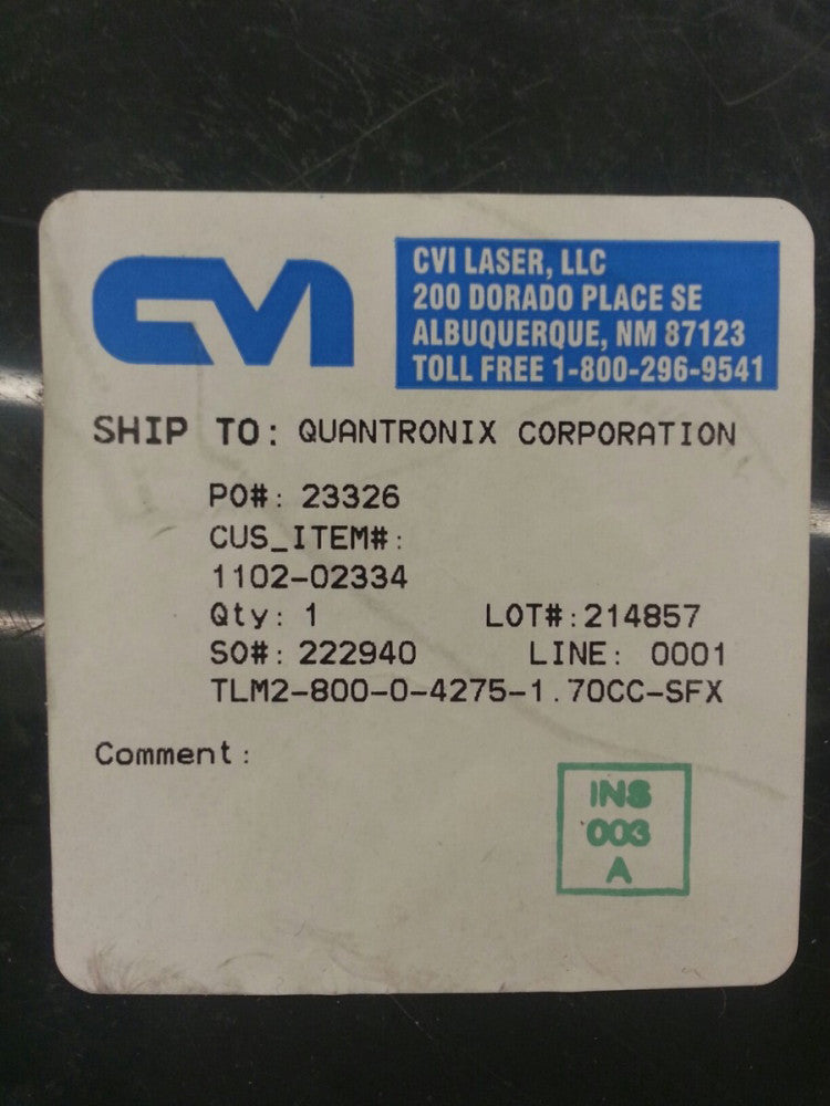 Brand New! CVI, TLM2-800-0-4275-1.70CC-SFX, Tunable Broadband Mirror