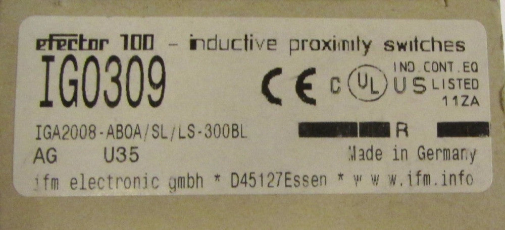 IFM EFECTOR IG0309 Proximity Switch IGA2008 AB0A SL LS 300BL AGU35