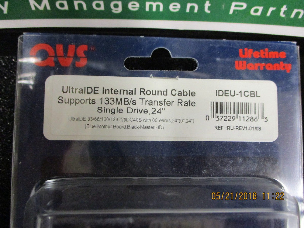IDEU-1CBL QVS 24 Inches IDE ATA/133 Single Drive Blue Round Internal  Brand New!