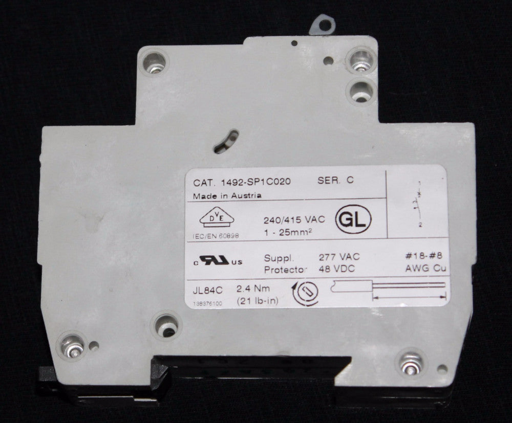 ALLEN BRADLEY 1492-SP Supplementary Protector Breaker Single Pole 1492 SP1C020