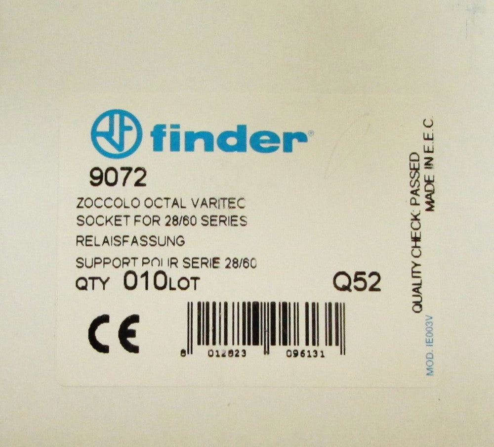 FINDER 9072 Octal Relay Socket Base 90 72 *PRICED PER EACH*
