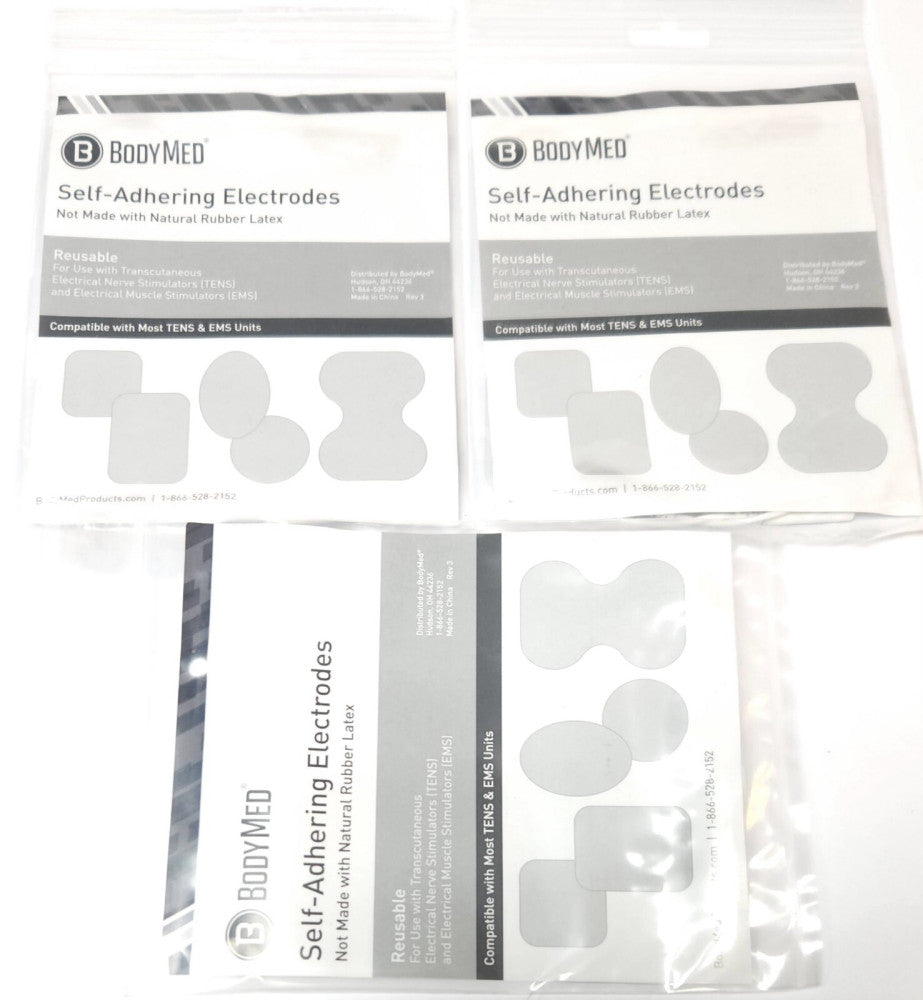 BODYMED NPP40222B Self Adhering Carbon Electrodes Flexible White Fabric Back