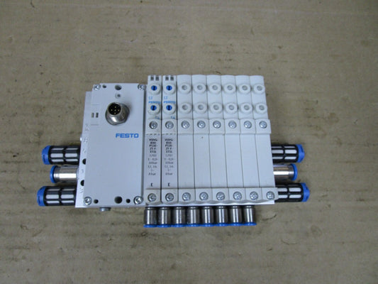 FESTO VTUG-10-VRLK-S8-B1T-Q8-U-Q6S-EE6L SOLENOID VALVE BANK VAEM-L1-S-8-PT