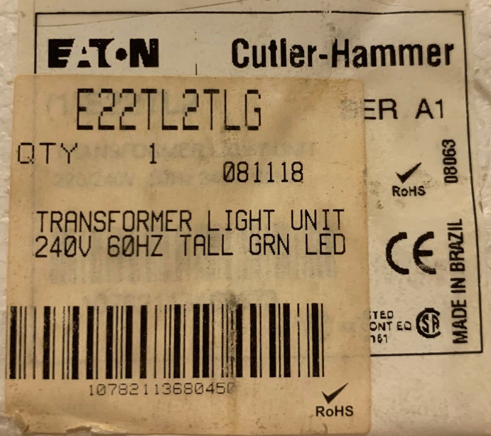 EATON CUTLER HAMMER E22TL2TLG 240 V Green LED Transformer Light Module