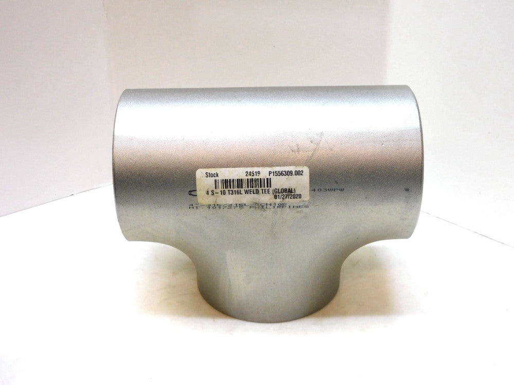 CID 4S-10 T316L Stainless Steel Weld Tee 4" SA-403WPW SCH10S