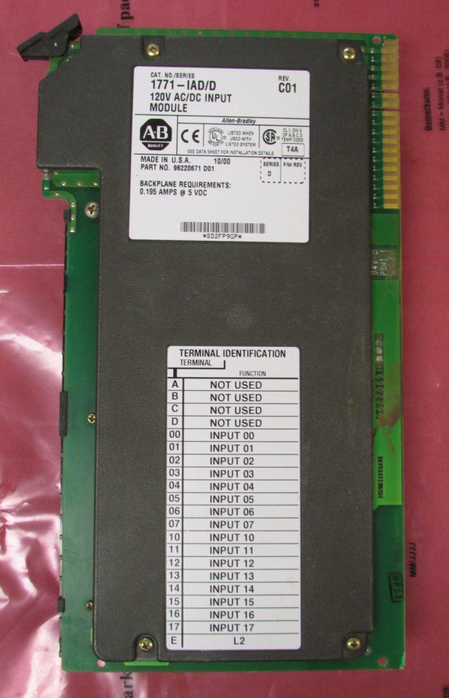 ALLEN BRADLEY 1771 IAD Series D Rev C01 120V AC Input Module