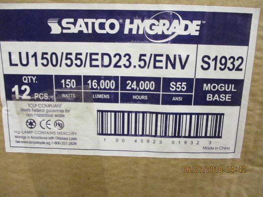 S1932 Satco 150 Watt ED23.5, MOGUL Base, High Pressure BRAND NEW! Lot of 10