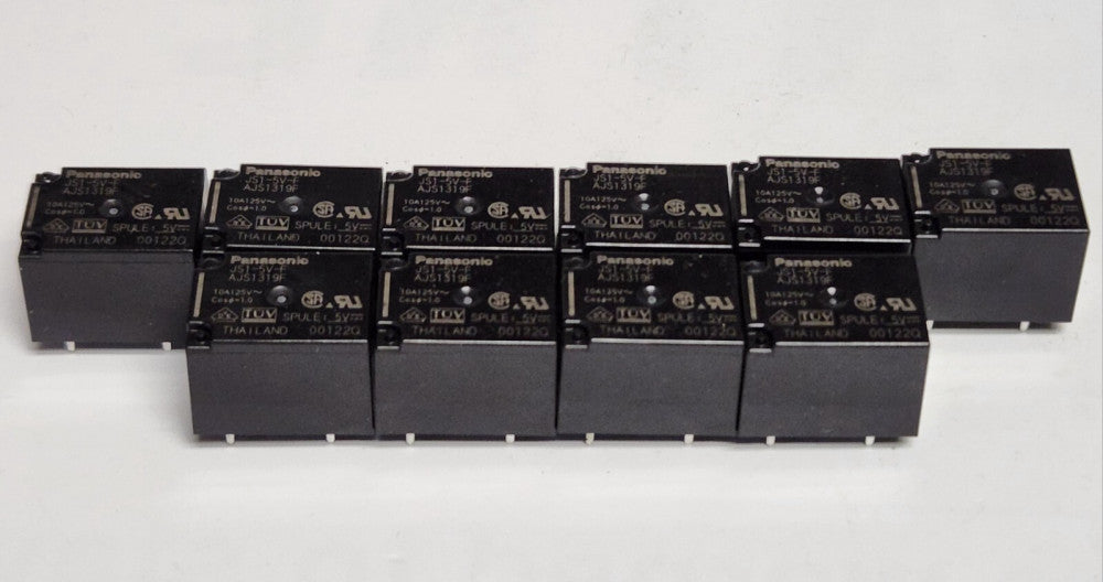 LOT OF 10 PANASONIC JS1 5V F JS RELAY AJS1319F 5 VDC 00122Q 10 AMP 125 VAC 5 Pin