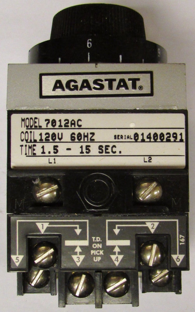 AGASTAT 7012AC 120V 1.5-15 Second Timing Relay Timer