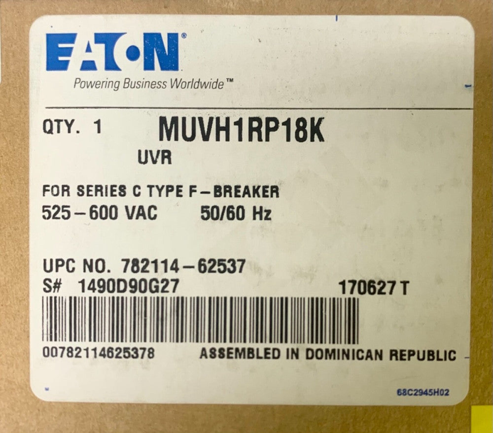 EATON CUTLER HAMMER MUVH1RP18K F Frame UVR Undervoltage Release 1490D90G27