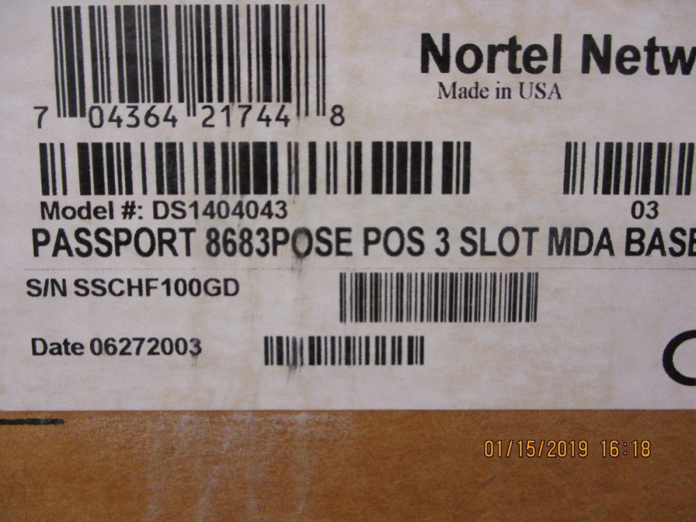 New, NORTEL NETWORKS,  DS1404043 PASSPORT 8683-POSE POS 3 SLOT MDA BASEBORD