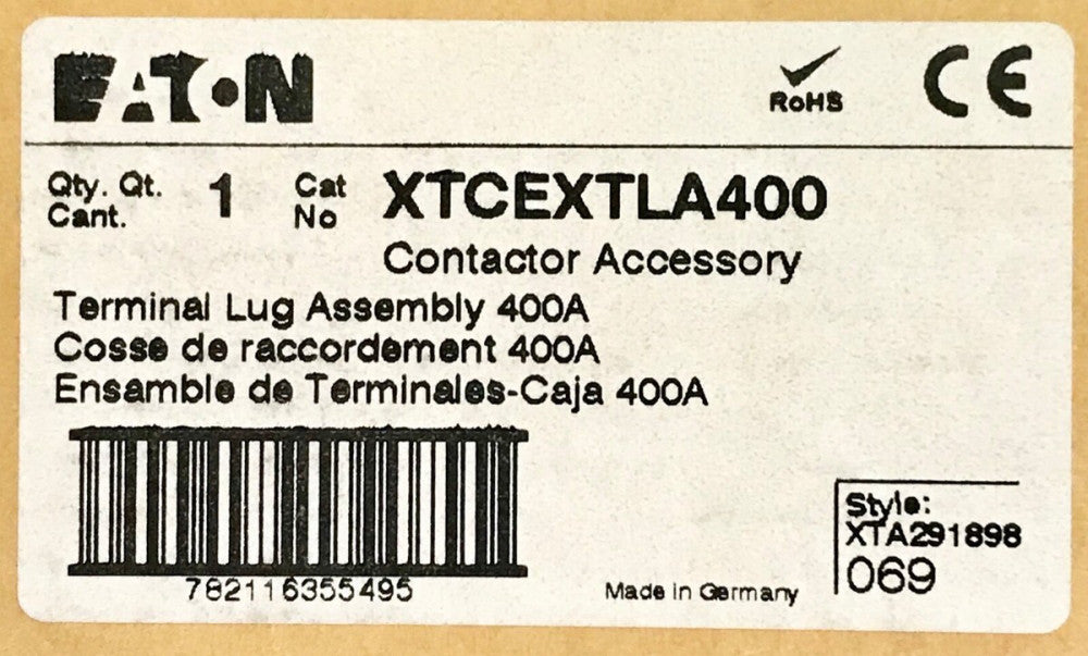 EATON XTCEXTLA400 Contactor Lug Terminal Assembly 400 AMP