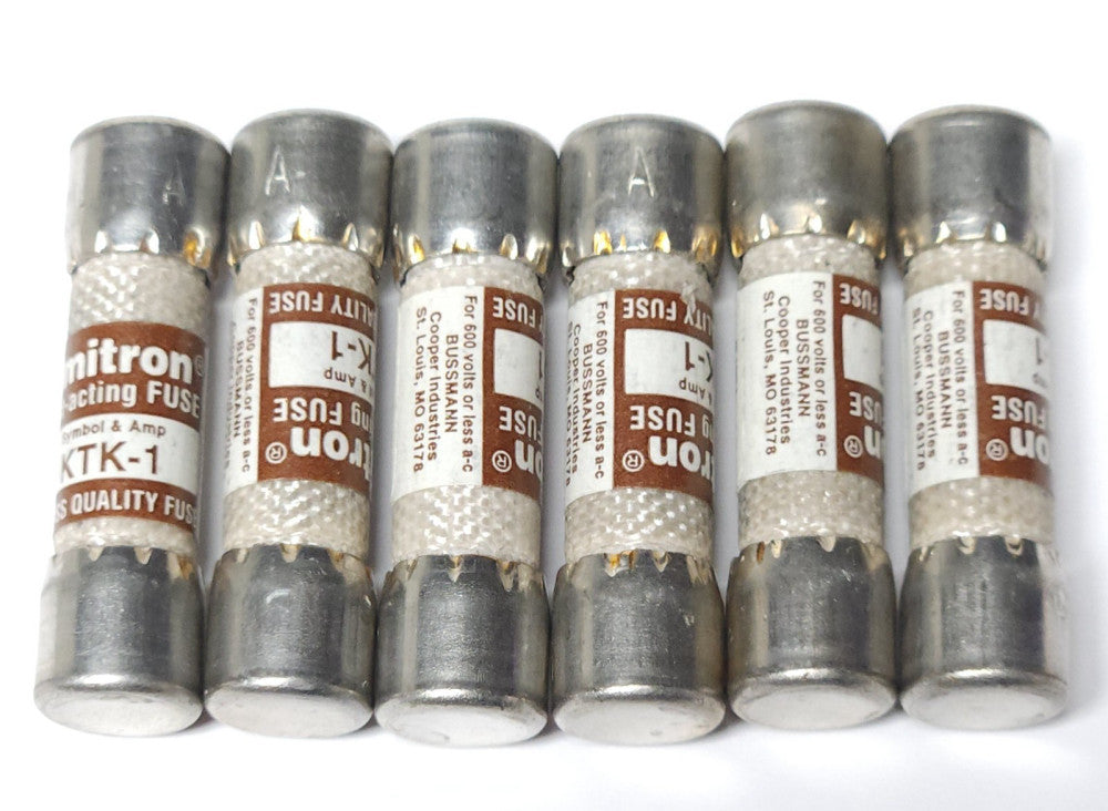 LOT OF 6 BUSSMANN BUSS KTK-1 Limitron 1 AMP Fuse 600 VAC
