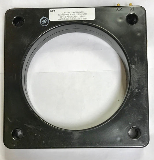 EATON CUTLER HAMMER 66B2024G03 Current Transformer Ratio 800:5 600 VAC CT