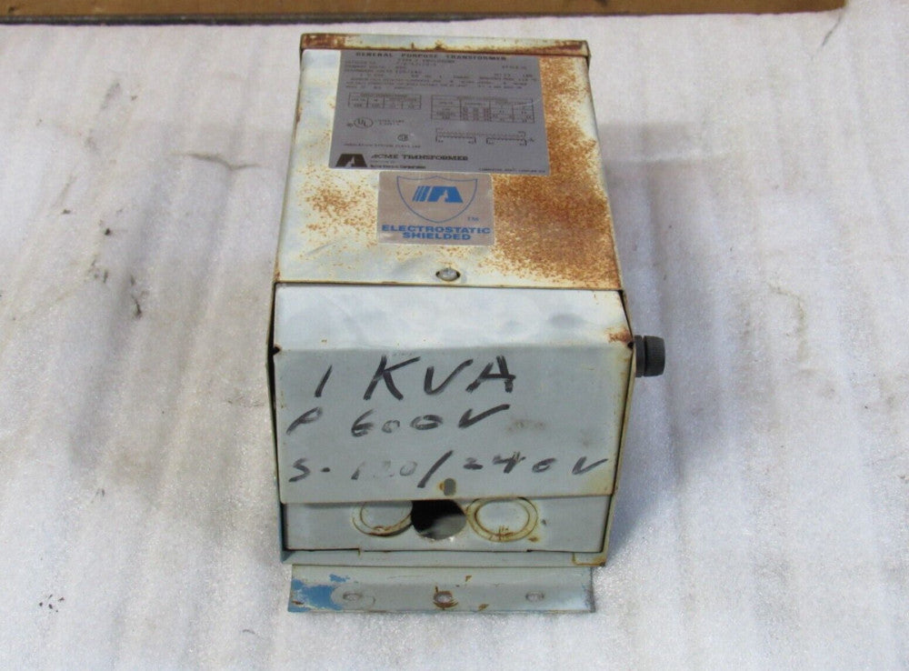 ACME TRANSFORMER T-2-53110-S 1PH 1 KVA 120/240V SEC 600V PRI - USED