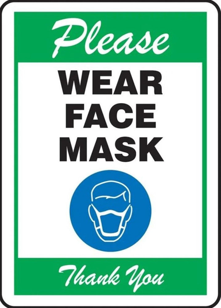 ACCUFORM MPPA512 "Please WEAR FACE MASK Thank You" Safety Signs Box of 50 ALU