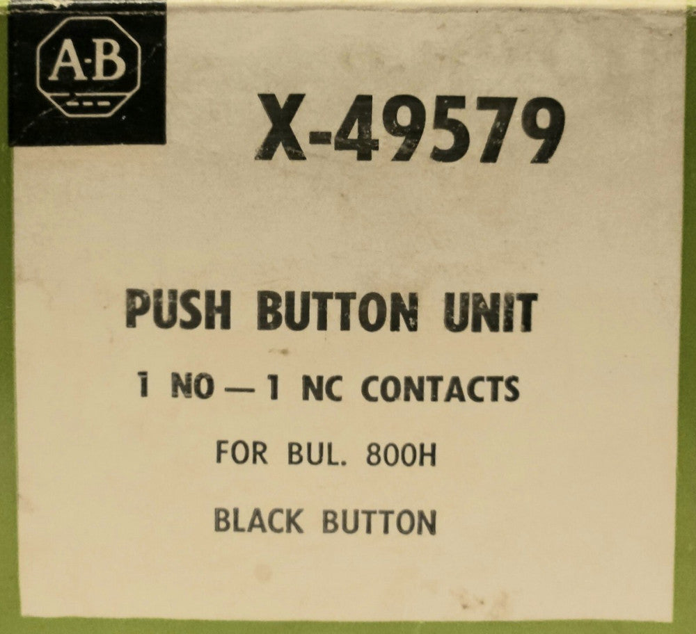 ALLEN BRADLEY X 49579 1 NO 1 NC Black Push Button Unit 800H X-49579