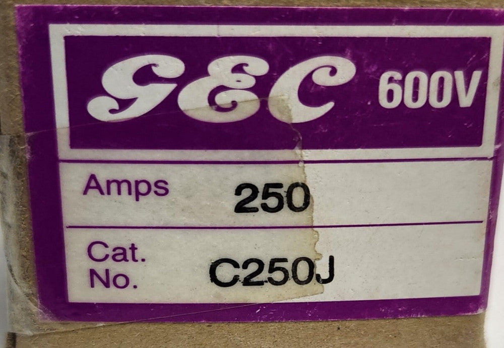 GEC C250J 600 VAC 250 AMP Bolt In Fuse HRC I-J IR 200 KA
