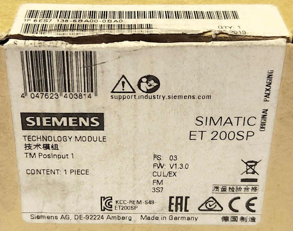 SIEMENS 6ES7 138 6BA00 0BA0 SIMATIC ET 200SP Technology Module