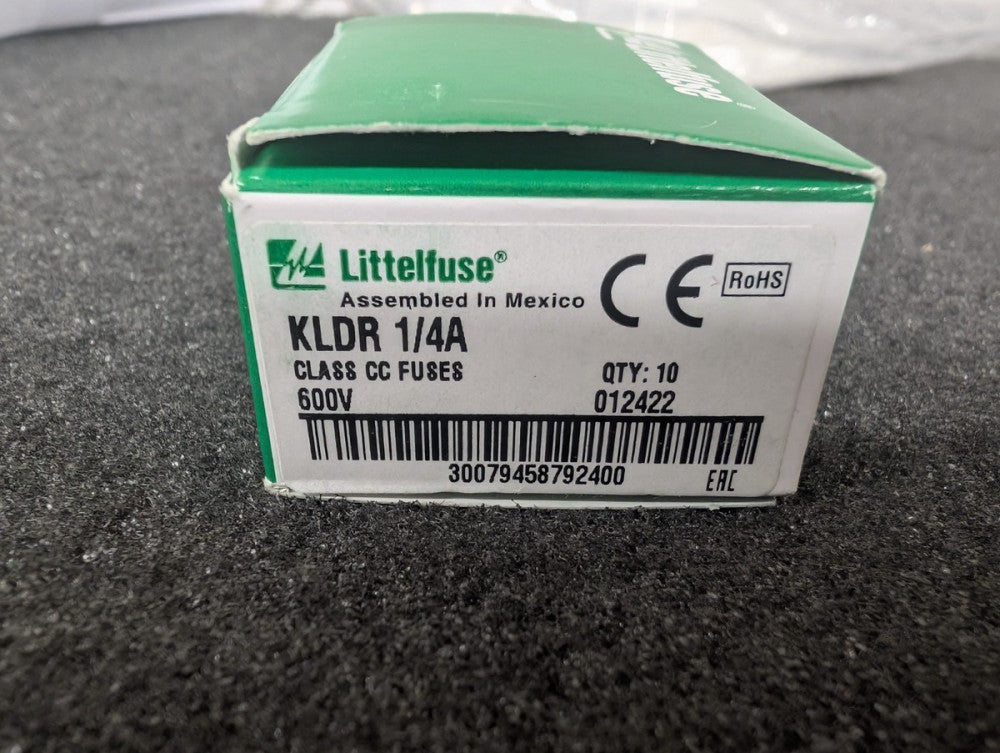 New, Littelfuse, KLDR-1/4A, FUSE 0.25A 600V 13/32 SB - Lot of 8pcs